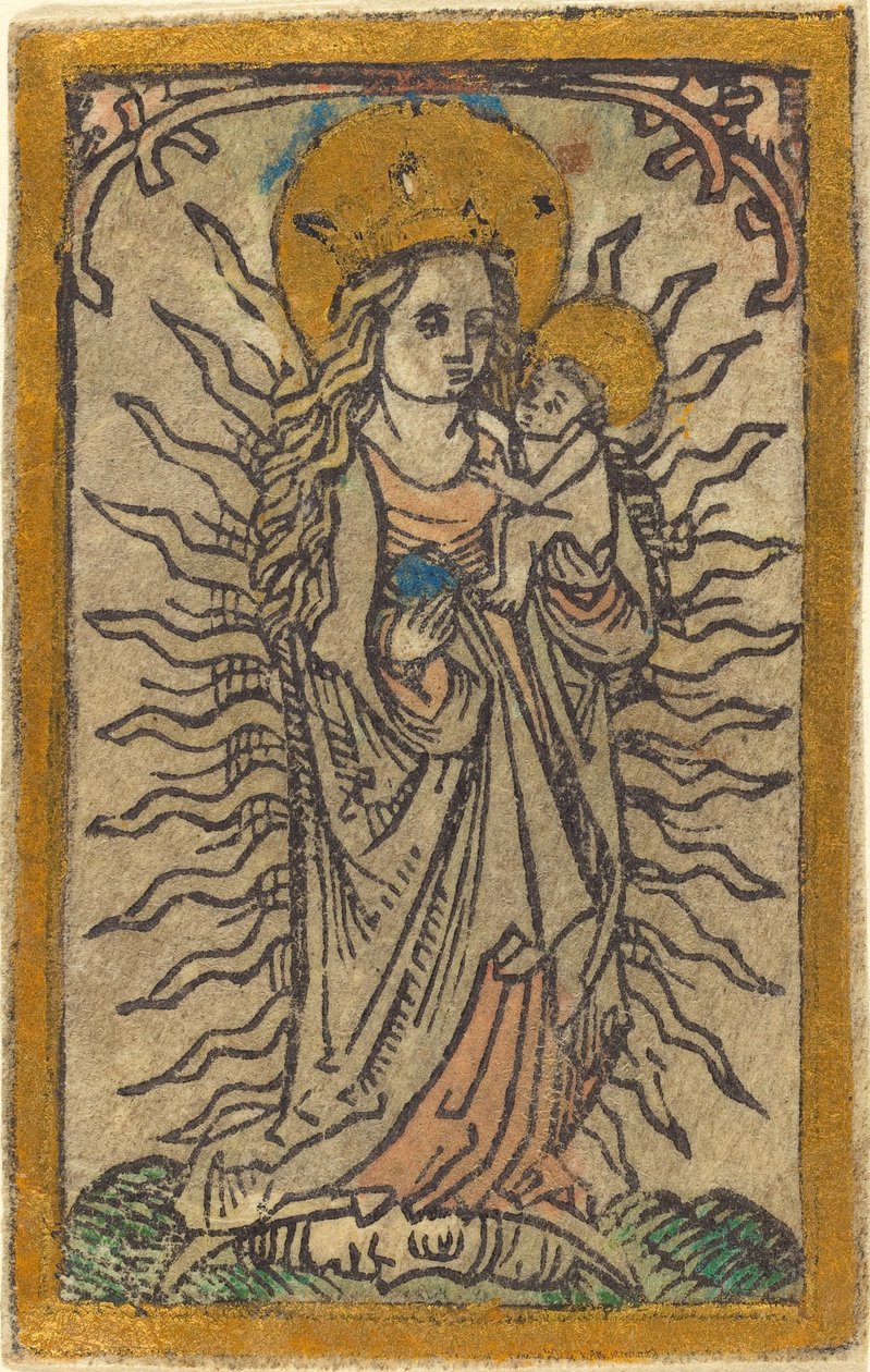 Madonna ja lapsi loistossa seisovat puolikuussa tekijältä German 15th Century