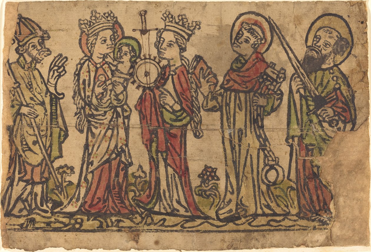 Madonna ja lapsi neljän pyhän kanssa tekijältä German 15th Century