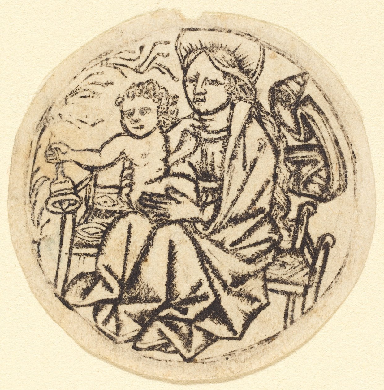 Madonna ja lapsi kellon kanssa tekijältä German 15th Century