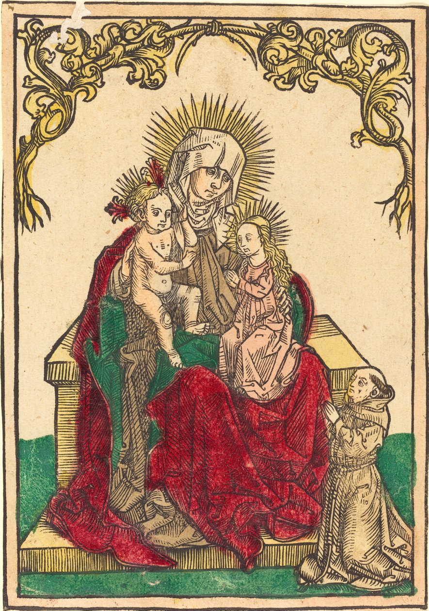 Pyhä Anna, Madonna ja lapsi sekä fransiskaanimunkki tekijältä German 15th Century