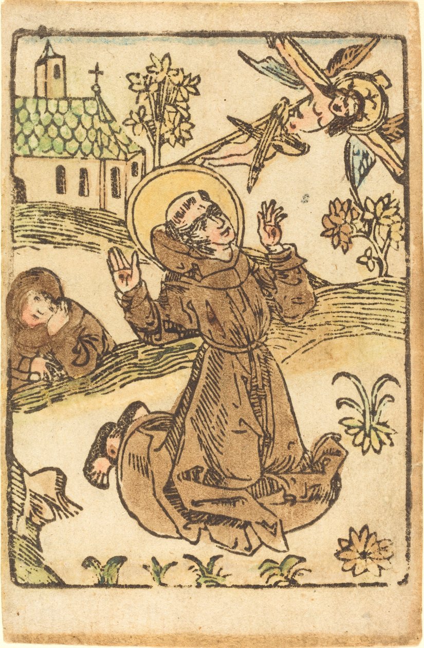 Pyhä Franciscus vastaanottamassa stigmat tekijältä German 15th Century