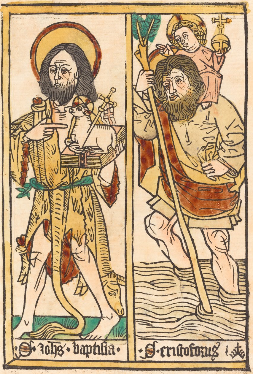 Pyhä Johannes Kastaja ja Pyhä Kristofer tekijältä German 15th Century
