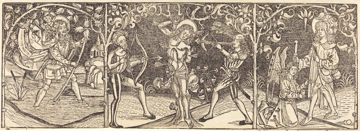 Pyhät Christopher, Sebastian ja Roche tekijältä German 15th Century