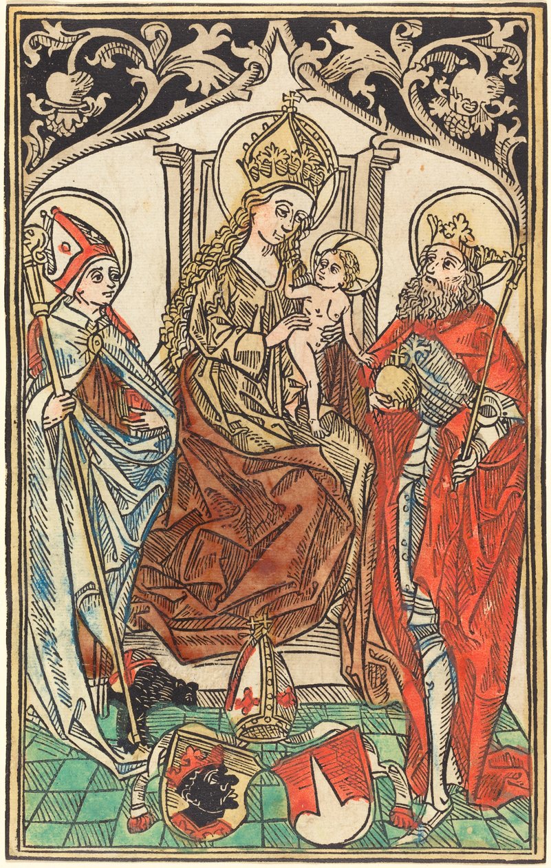Madonna ja lapsi istuivat pyhien Corbinianuksen ja Sigismundin kanssa tekijältä German 15th Century