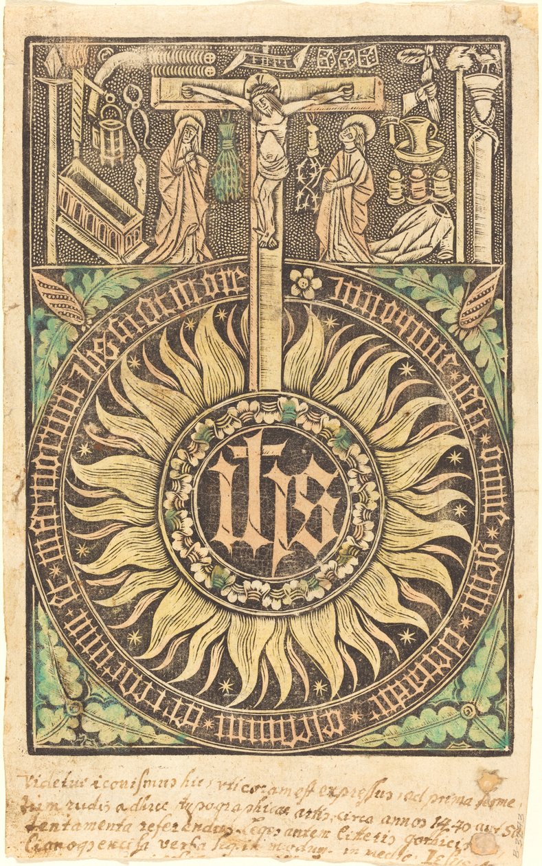 Pyhä monografia ristiinnaulitsemisen ja kärsimyksen symboleilla [recto] tekijältä German 15th Century