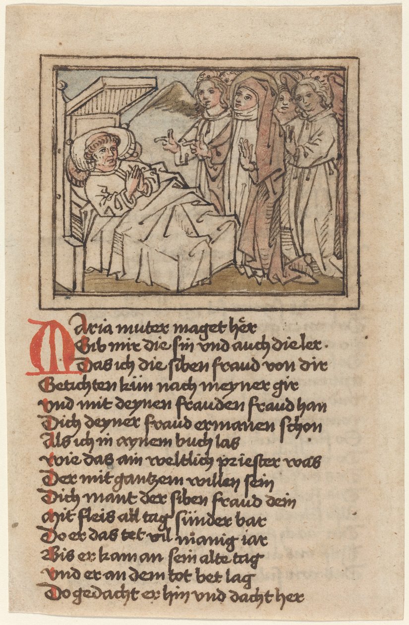 Neitsyt ilmestyy kuolevalle papille tekijältä German 15th Century