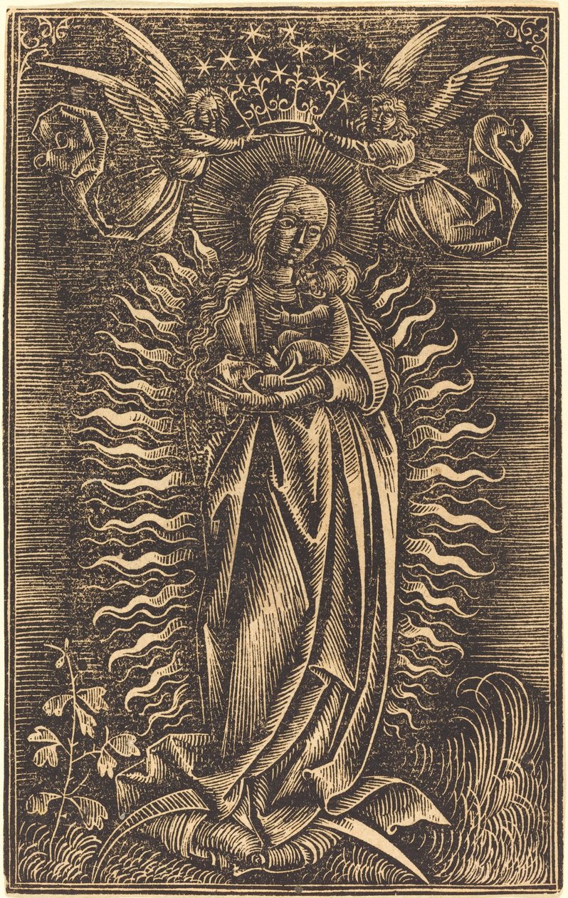 Kahden enkelin kruunattu neitsyt tekijältä German 15th Century
