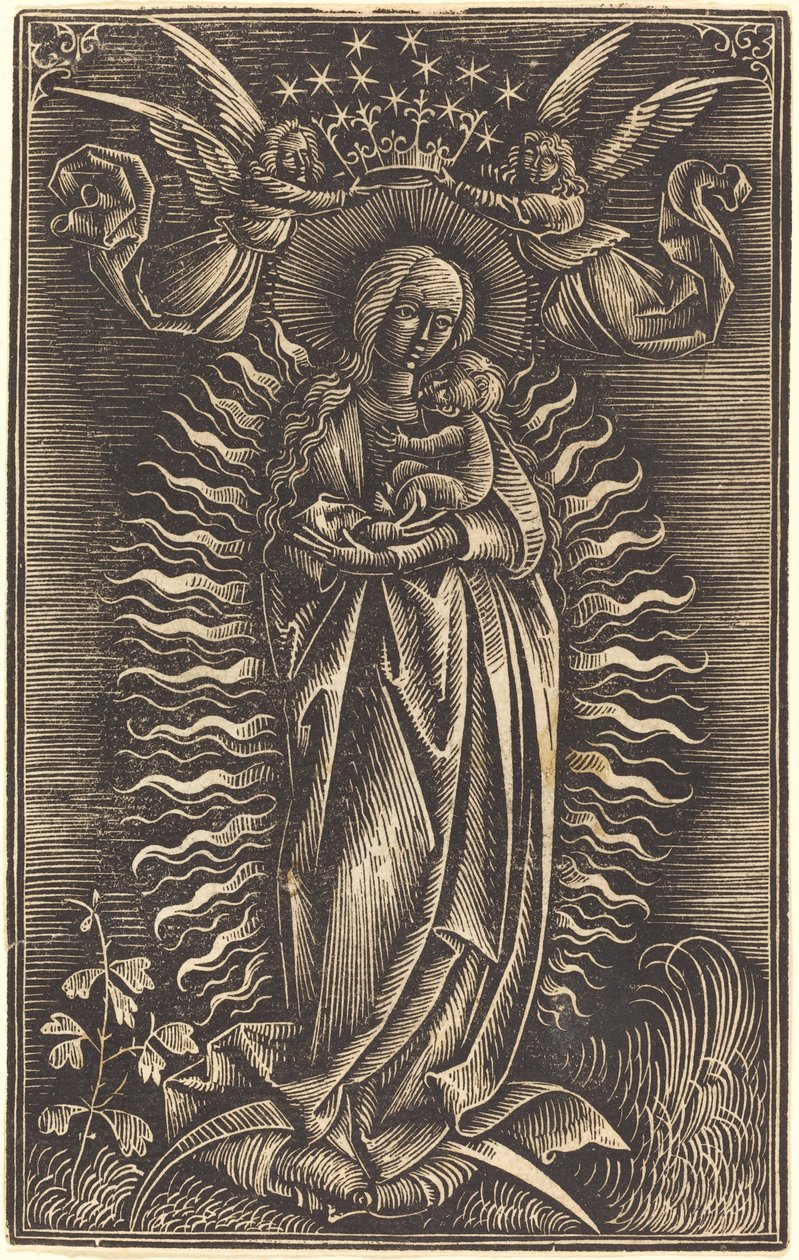 Kahden enkelin kruunattu neitsyt tekijältä German 15th Century