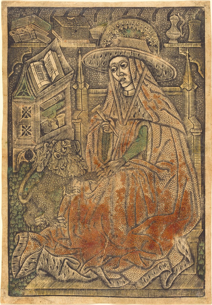 Pyhä Hieronymus opiskelussaan tekijältä German 15th Century or Master of the Aachen Madonna