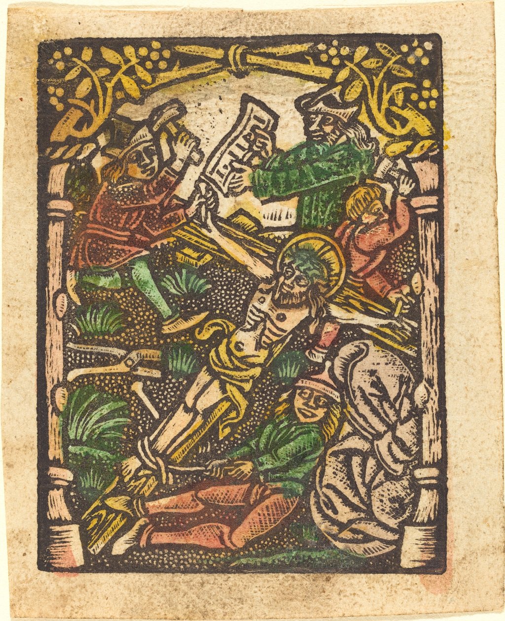 Kristus ristiin naulittu tekijältä German 15th Century or Master of the Meshed Background