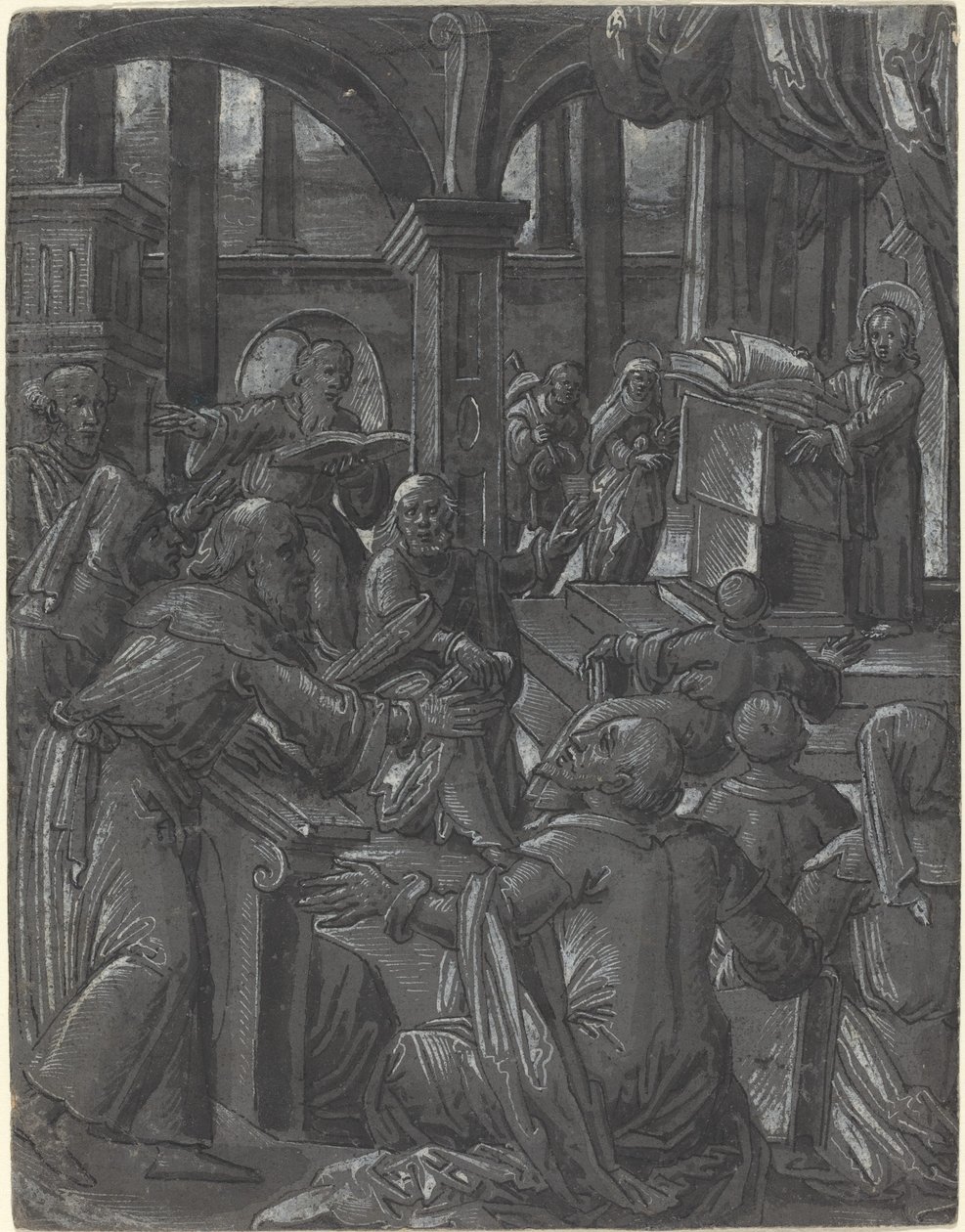 Kristus kiistelee lääkäreiden kanssa tekijältä German 16th Century