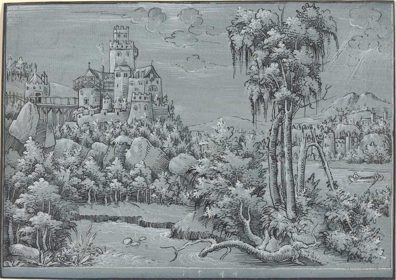 Maisema linnan kanssa tekijältä German 16th Century