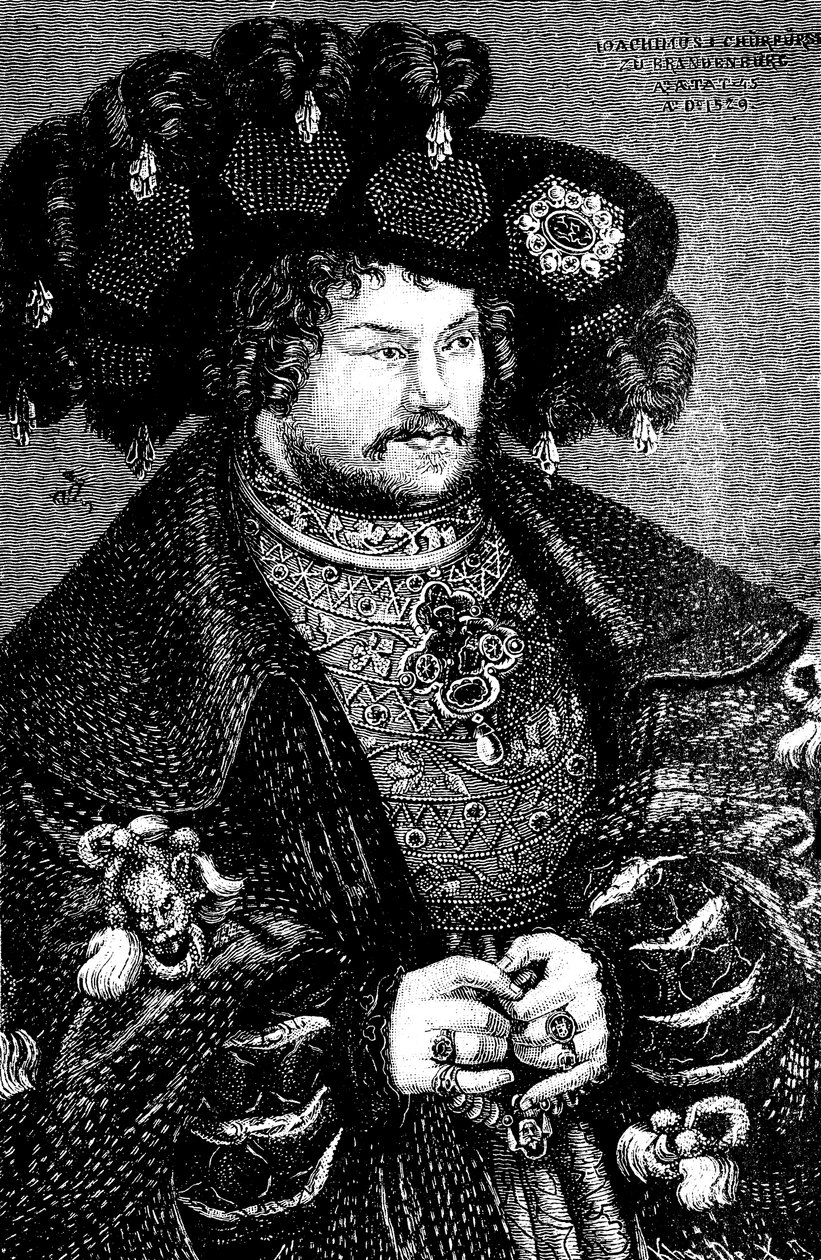 Joachim I Nestorin muotokuva, Brandenburgin vaaliruhtinas 1484-1535 Kopio Lucas Cranach t. E, 1500-luku tekijältä German Master