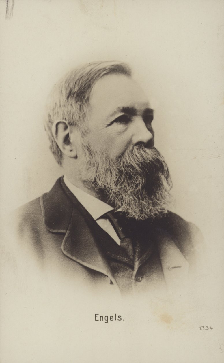 Friedrich Engels (1820-1895), saksalainen poliittinen teoreetikko, yhteiskuntatieteilijä ja kirjailija (s/w-kuva). tekijältä German Photographer