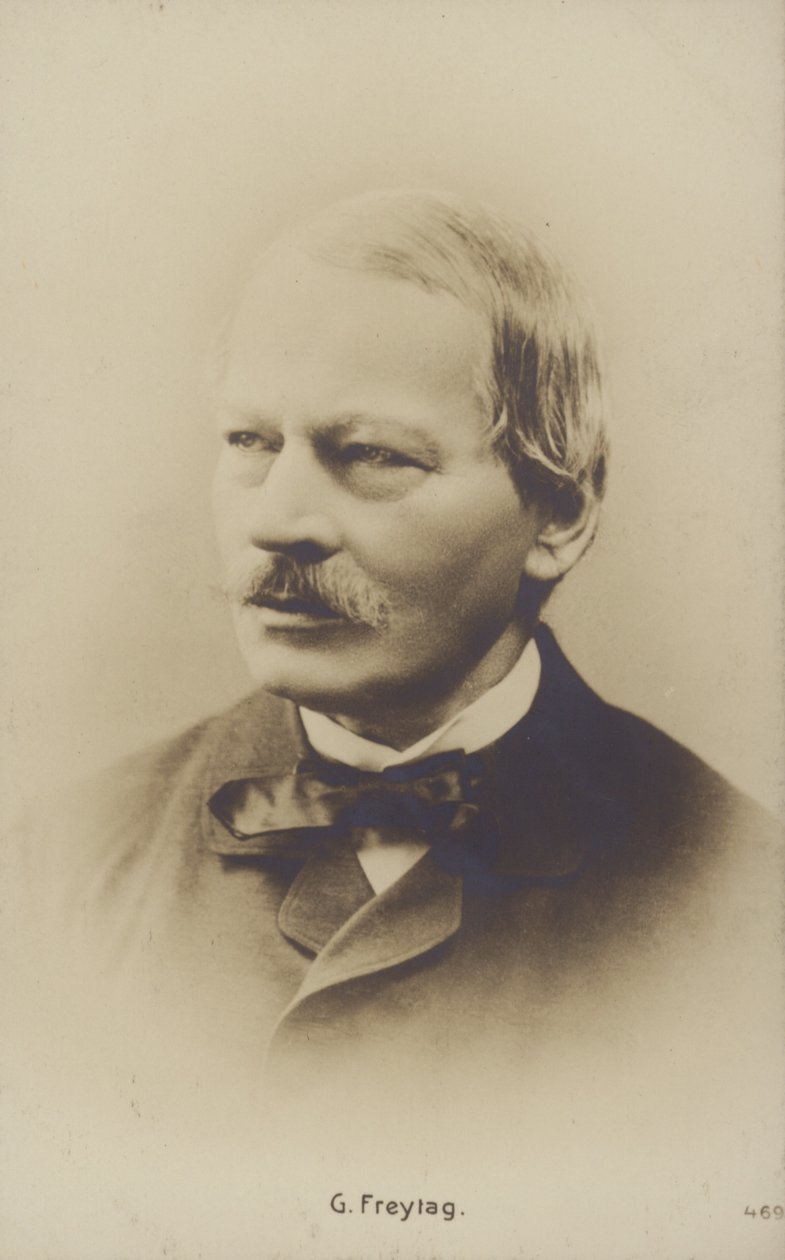 Gustav Freytag (1816-1895), saksalainen kirjailija ja näytelmäkirjailija (s/w-kuva). tekijältä German Photographer