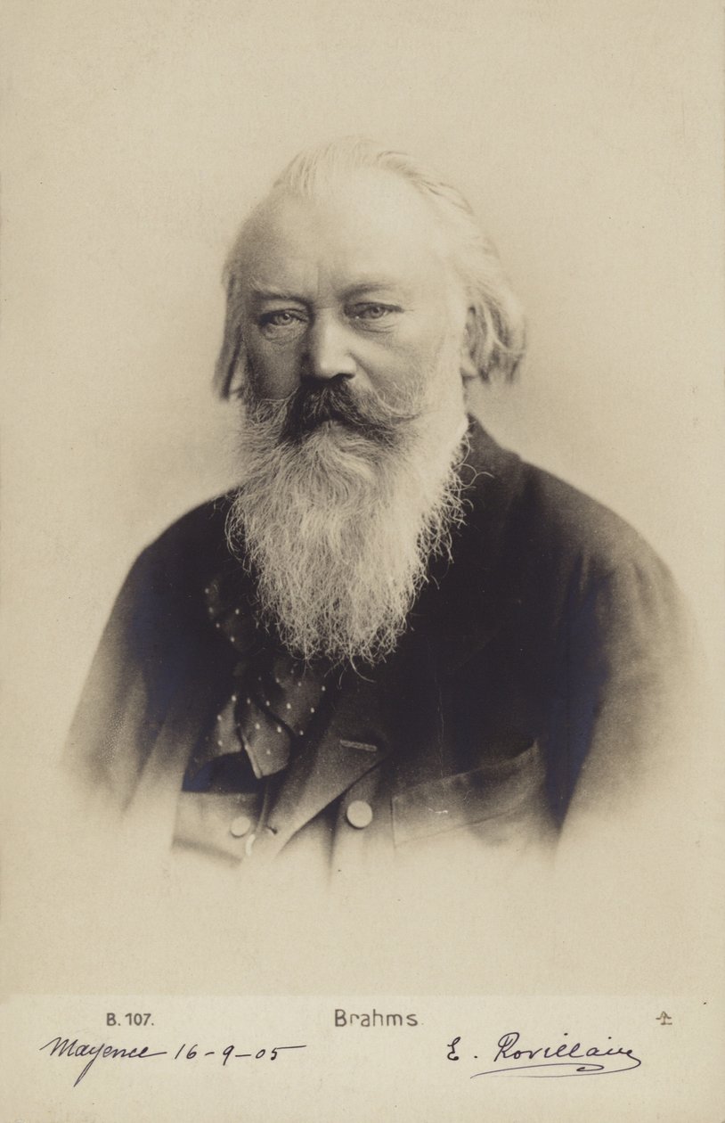 Johannes Brahms, saksalainen säveltäjä ja pianisti (1833-1897) (s/w-kuva) tekijältä German Photographer
