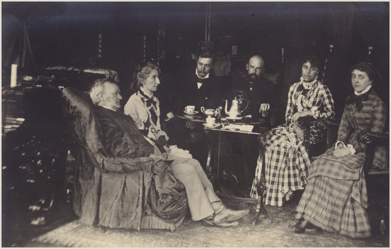 Muotokuva Richard Wagnerista ystävien ja perheenjäsenten kanssa (s/w-kuva) tekijältä German Photographer