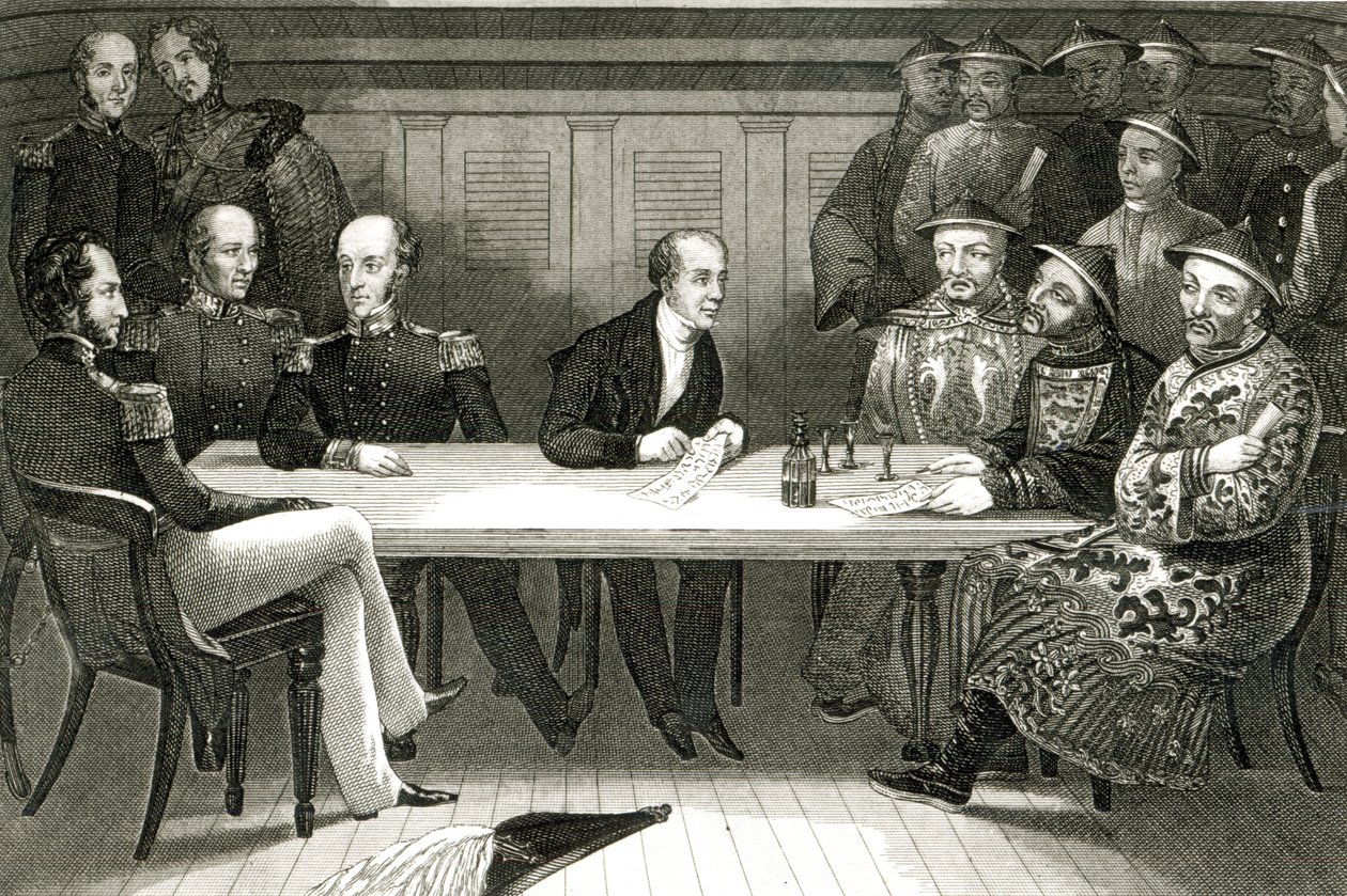 Konferenssi Chusanissa Commodore Bremerin ja Changin, kiinalaisen virkamiehen, välillä HMS Wellesleyllä, 4. heinäkuuta 1841 tekijältä German School