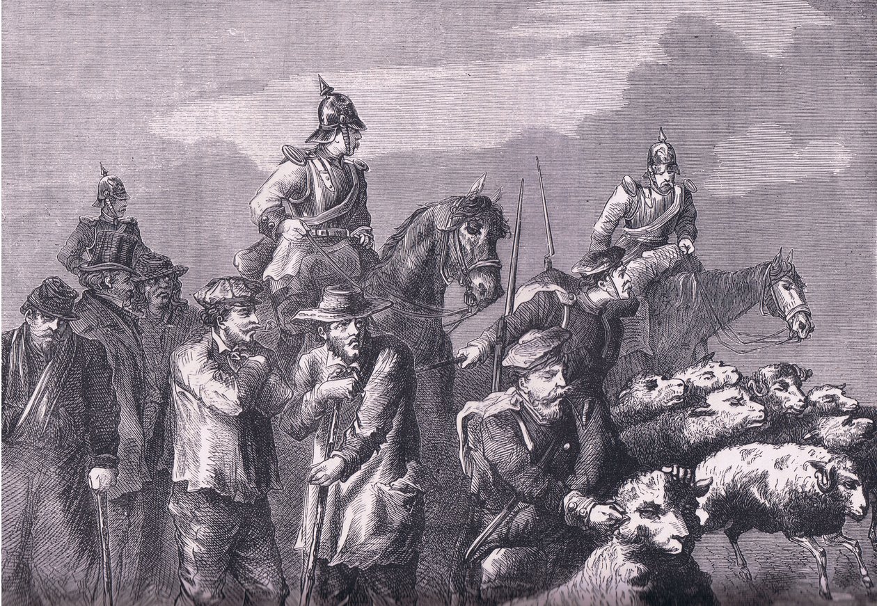 Ravinnonhakujuhla, Cassells History of the War välillä Ranskan ja Saksan välillä, julkaisija Cassell and Company Limited, n. 1890 (litho) tekijältä German School