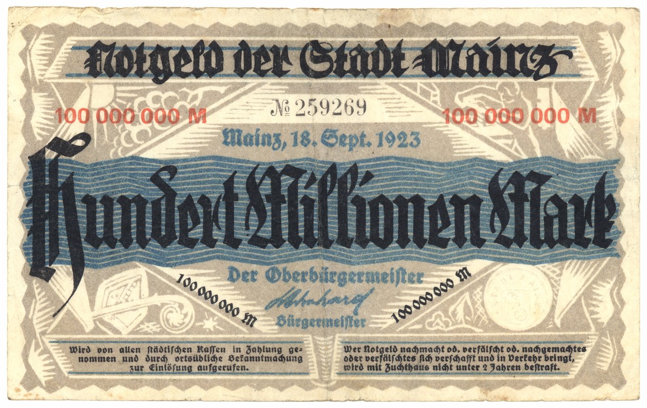 Sadan miljoonan markan seteli, 1923 tekijältä German School
