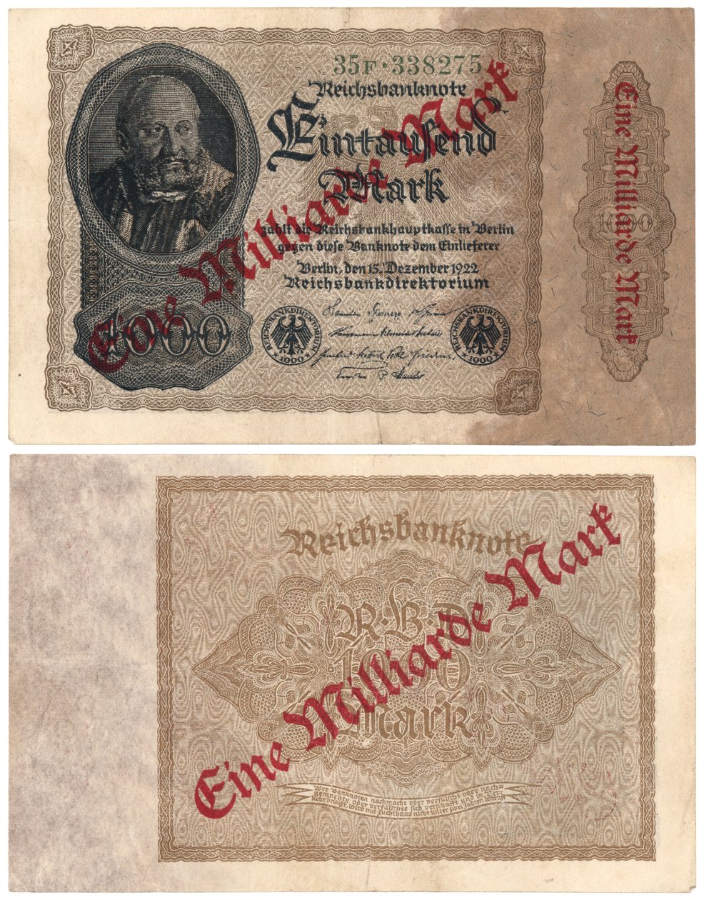 Miljardin markan seteli, 1922 tekijältä German School