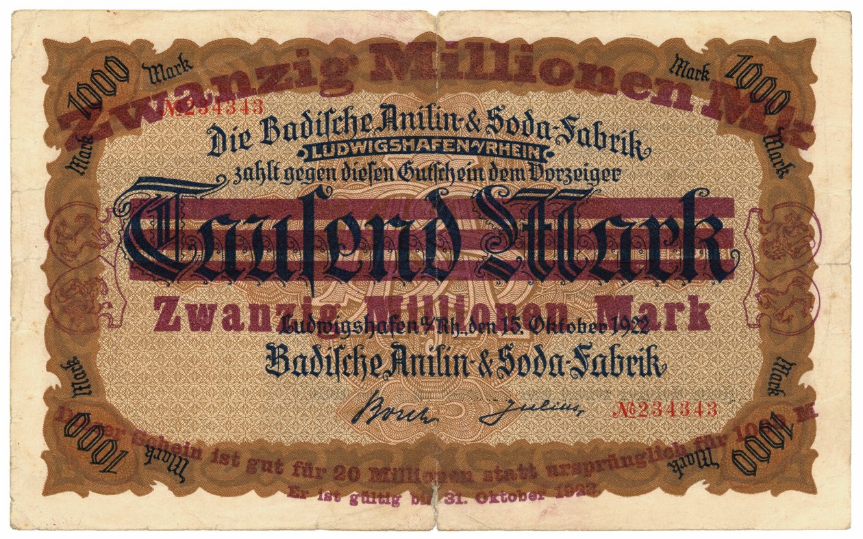 Kahdenkymmenen miljoonan markan seteli, 1922 tekijältä German School