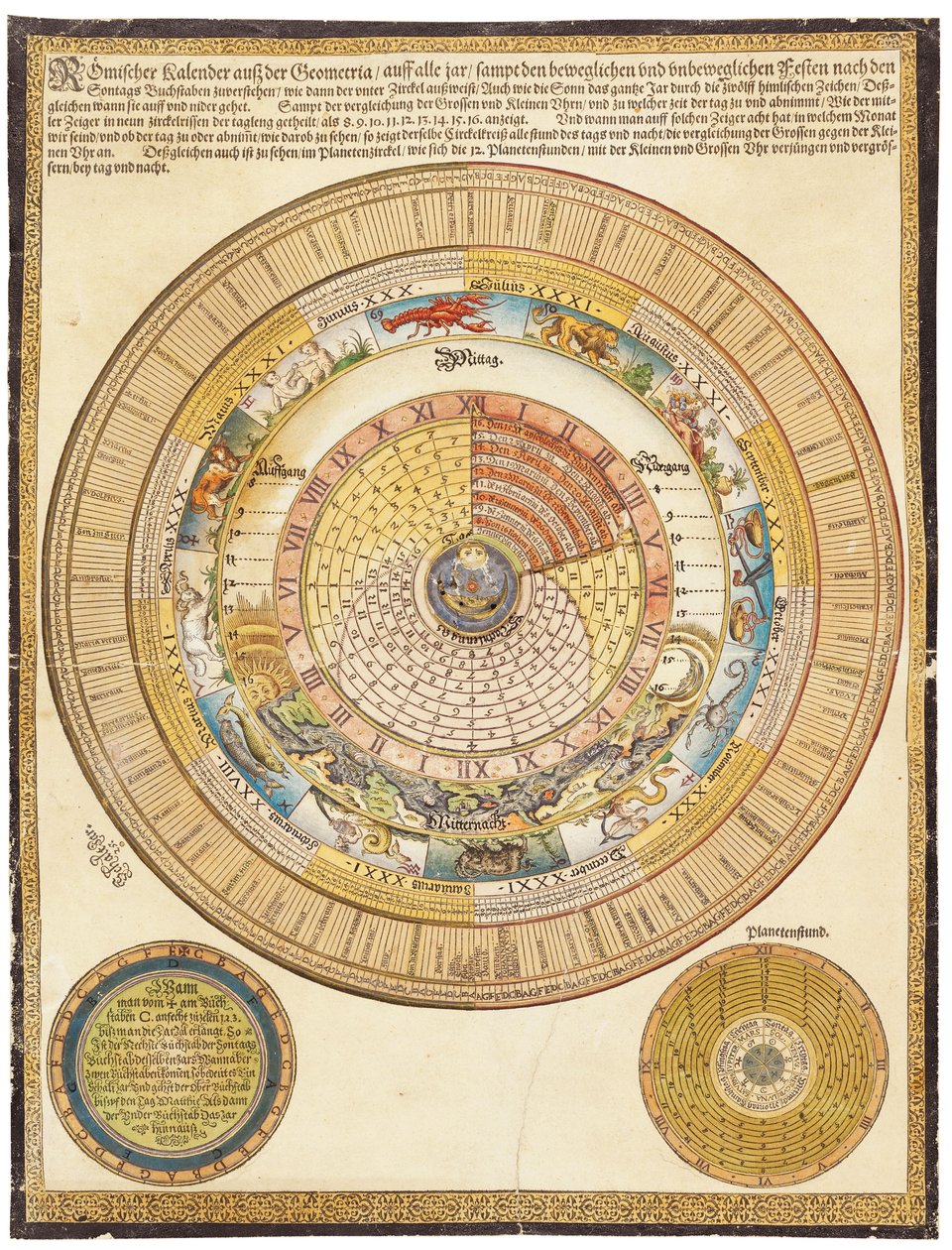 Seinäkalenteri volvellella, 1500-luku tekijältä German School