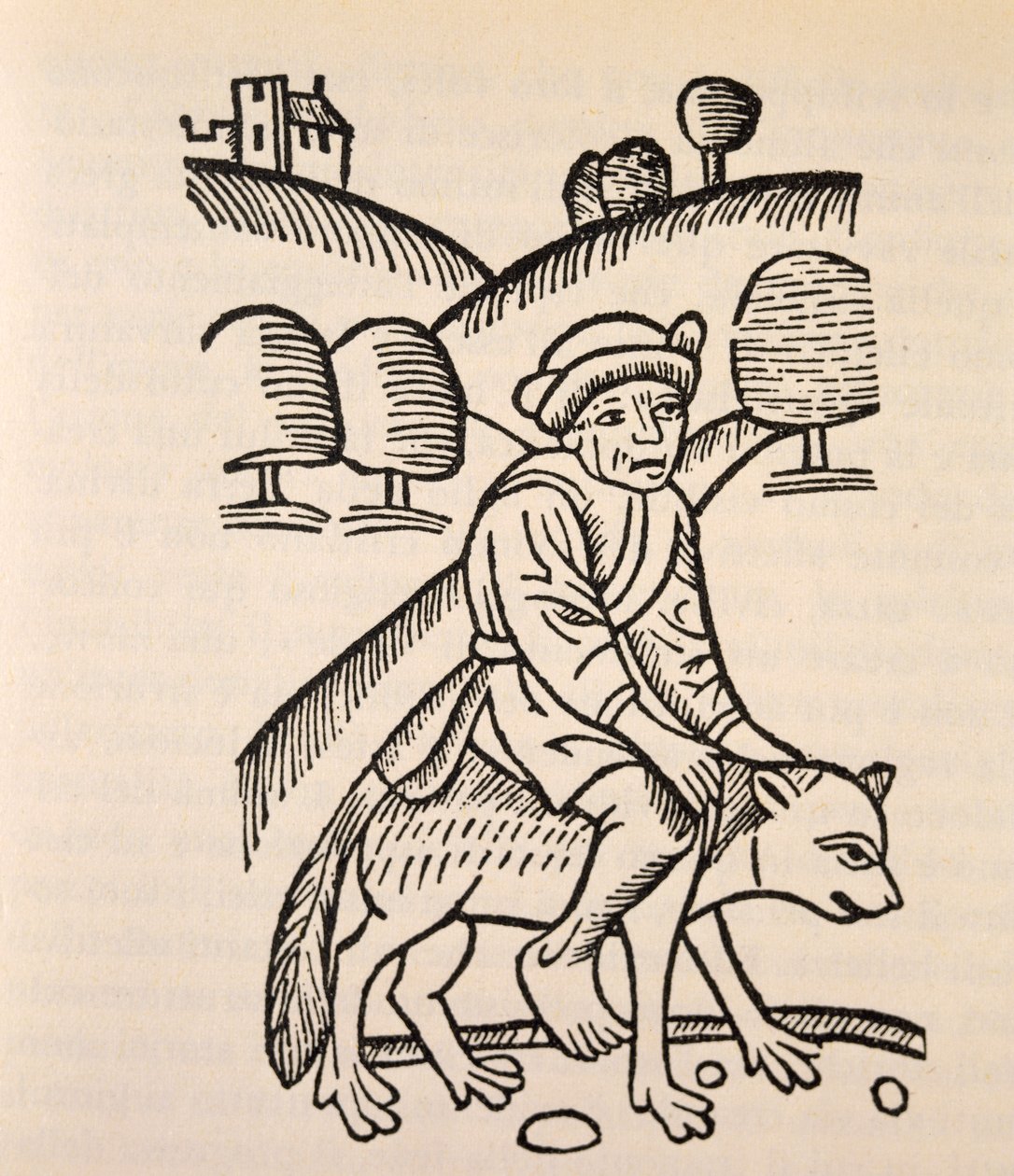 Velho vuohen selässä, kuvitus Ulrich Molitorin teoksesta "Of Witches and Diviner Women" tekijältä German School