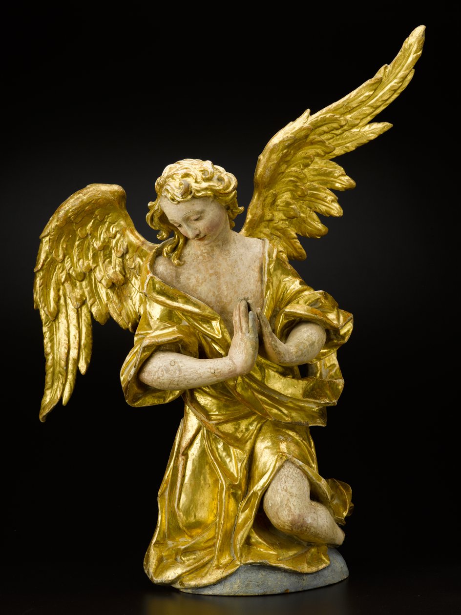Adoring Angel, n. 1735-1760 (puu, monivärinen ja lehtikulta) tekijältä German School