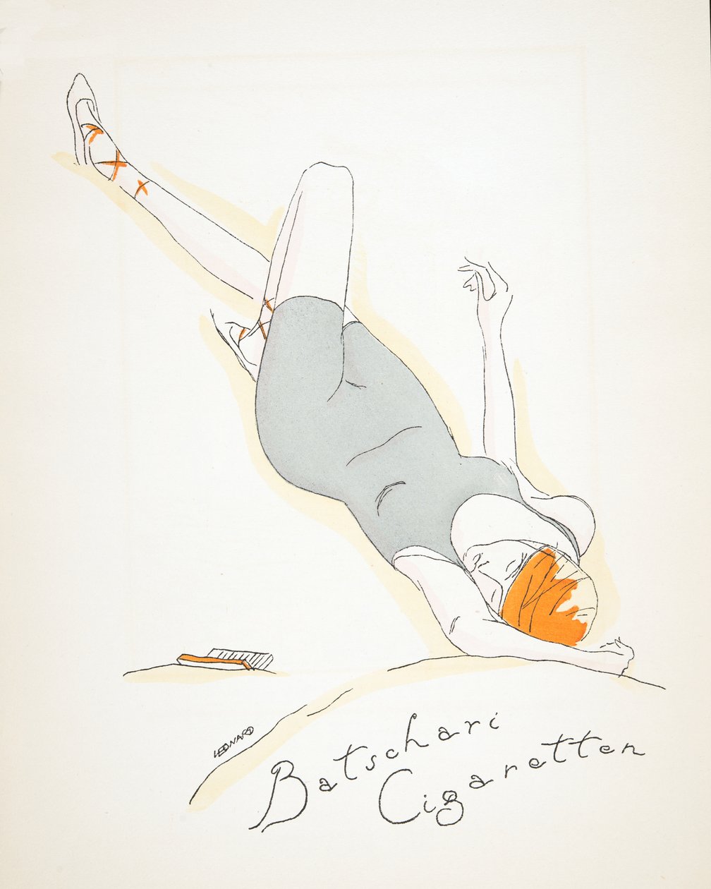 Batschari Cigarettenin mainos, julkaisusta Styl, pub.1922 (pokkaripainatus). tekijältä German School