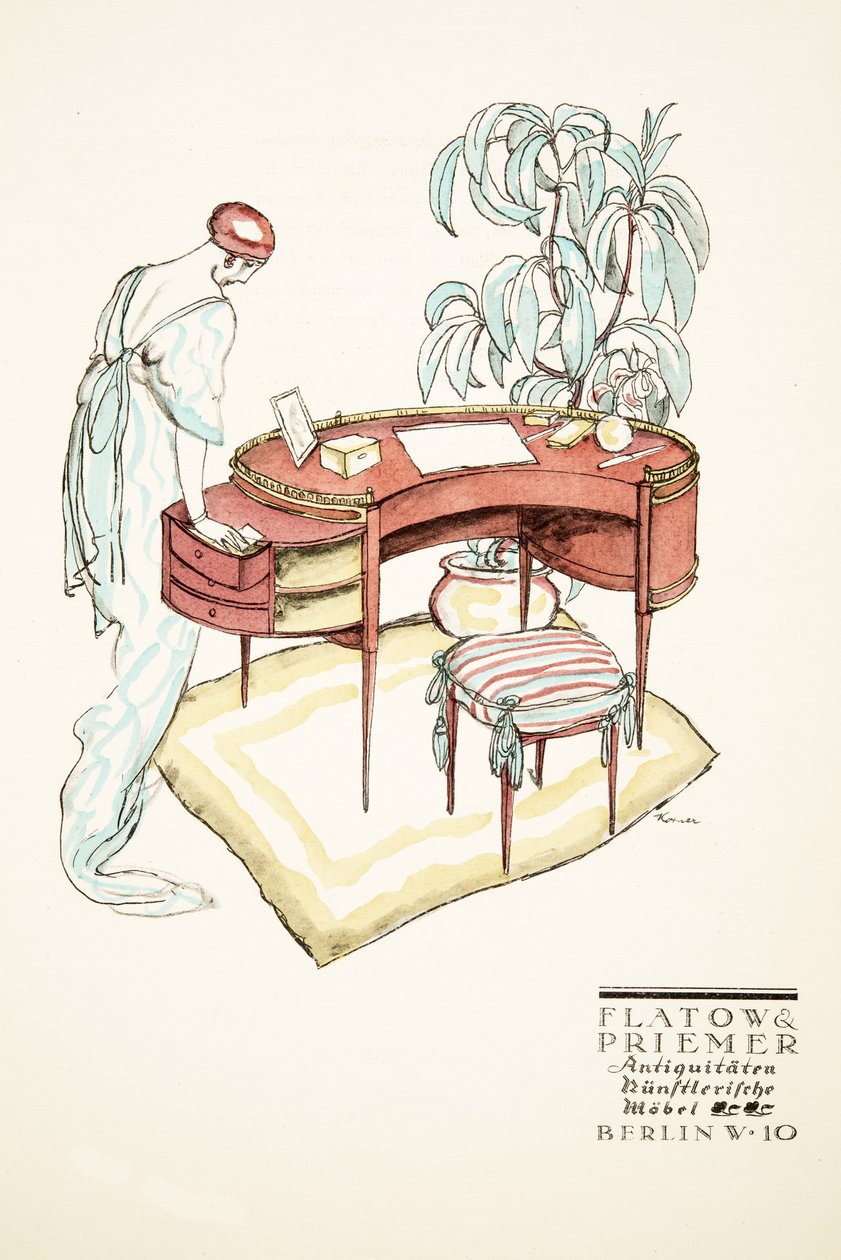 Flatow  Priemer, Antiques, mainos, Styl, pub.1922 (pochoir-painatus). tekijältä German School