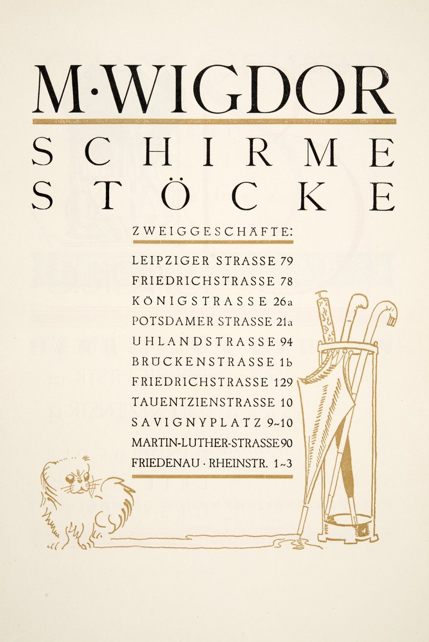 Mainos M. Wigdorille, Umbrella Stores, Styl, pub.1922 (pochoir print) tekijältä German School