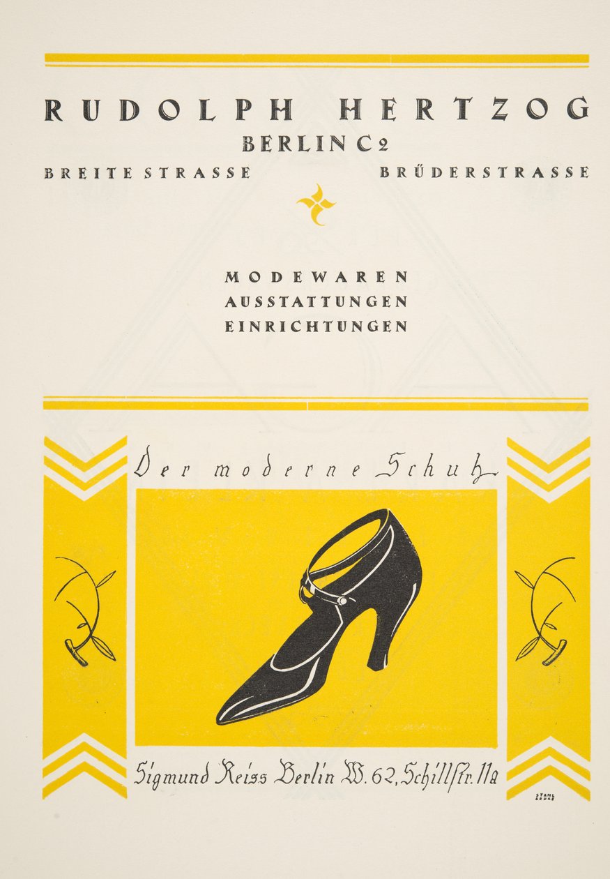 Mainos Rudolph Hertzog Shoesista, Styl, pub.1922 (pochoir print) tekijältä German School