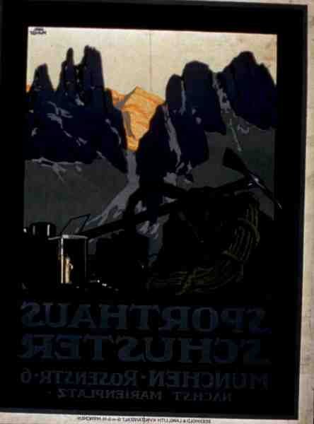 Mainos "Sporthaus Schuster", München (väri litho) tekijältä German School