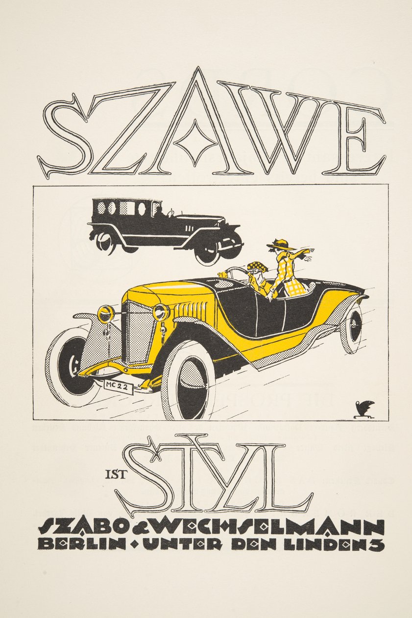 Mainos Szawelle (Szabo & Wechselmann), Styl, pub.1922 (pochoir print) tekijältä German School