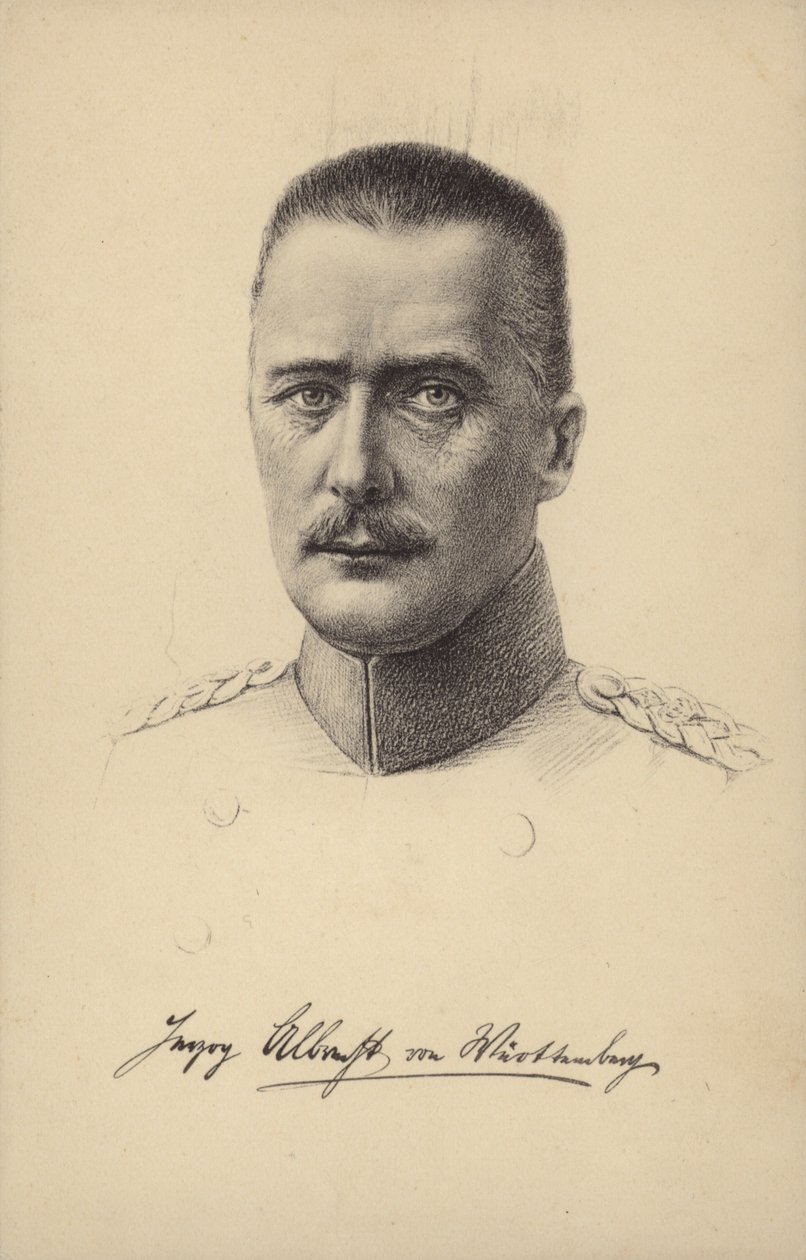 Albrecht, Würtembergin herttua, saksalainen prinssi ja ensimmäisen maailmansodan kenraali (litografia) (litografia) tekijältä German School