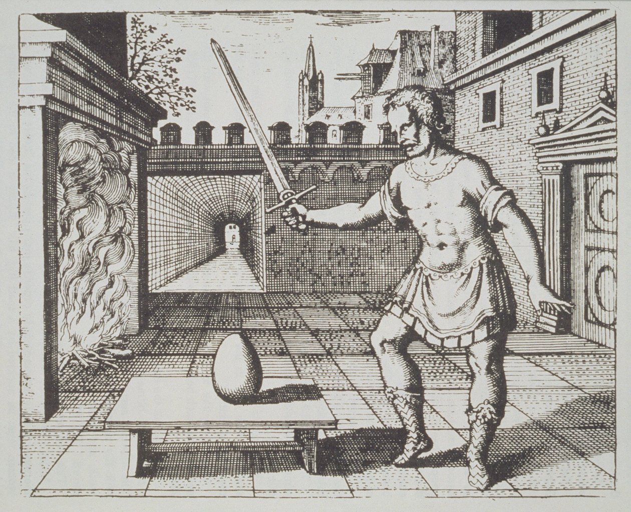 Alkemiallinen allegoria: Philosophers Egg, Michael Majerin (1687) Srutinium Chymicumista kuvattuna 1800-luvun lopulla julkaistussa taikuuden historiassa tekijältä German School