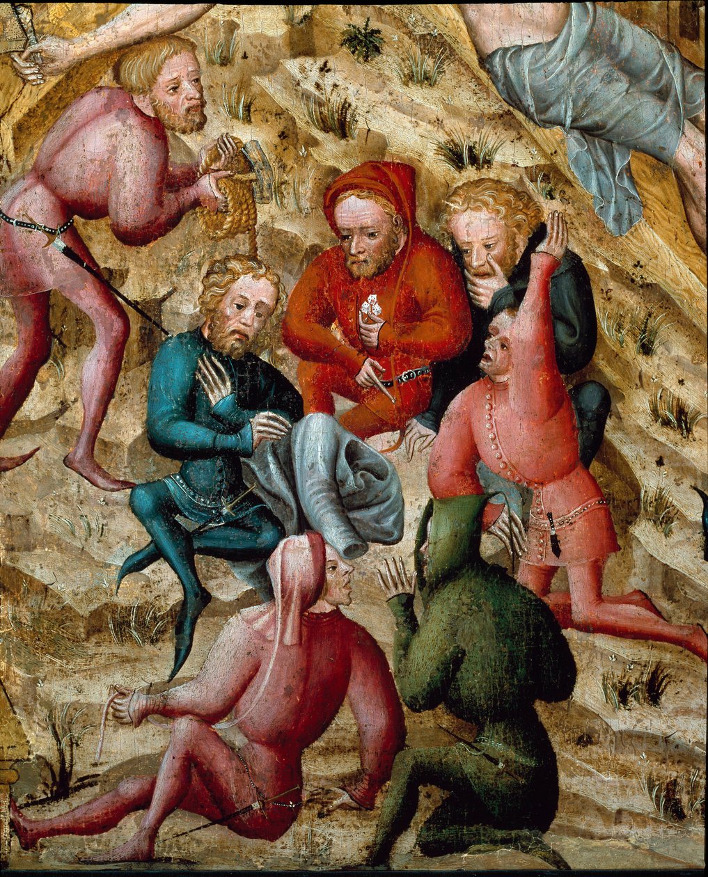 Passion alttaritaulu: ranskalais-saksalaisen koulukunnan maalaus "" Players of"". 1400-luvun Musee des Beaux Arts Besancon tekijältä German School