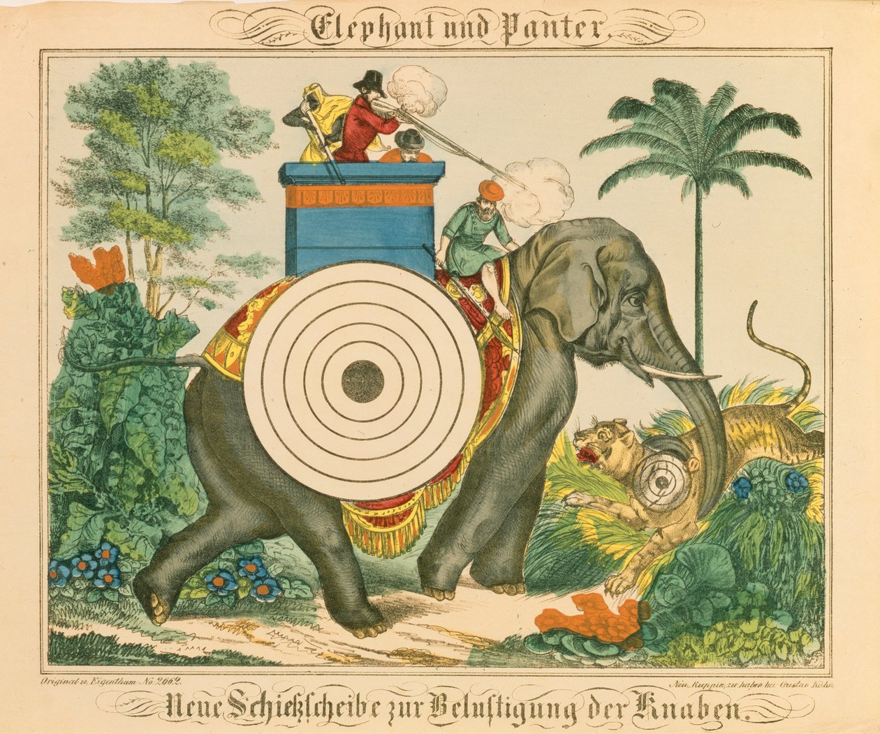 Elefantti ja pantteri kohteineen, Neuruppiner Bilderbogen, 1850 tekijältä German School
