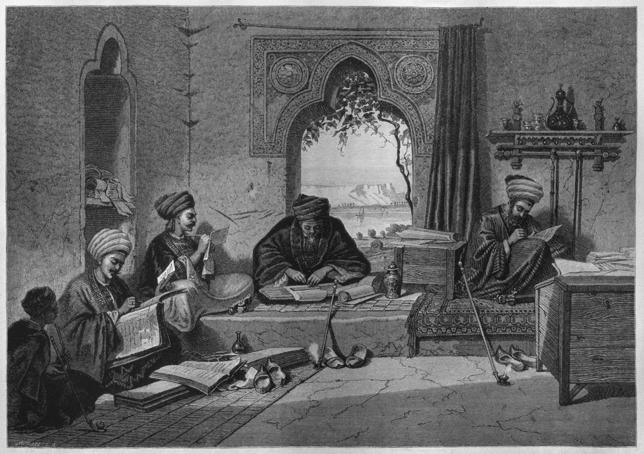 Toimisto Girgehissä, Georg Moritz Ebersin (1837-98) LEgypte, 188 (bw-kaiverrus) tekijältä German School