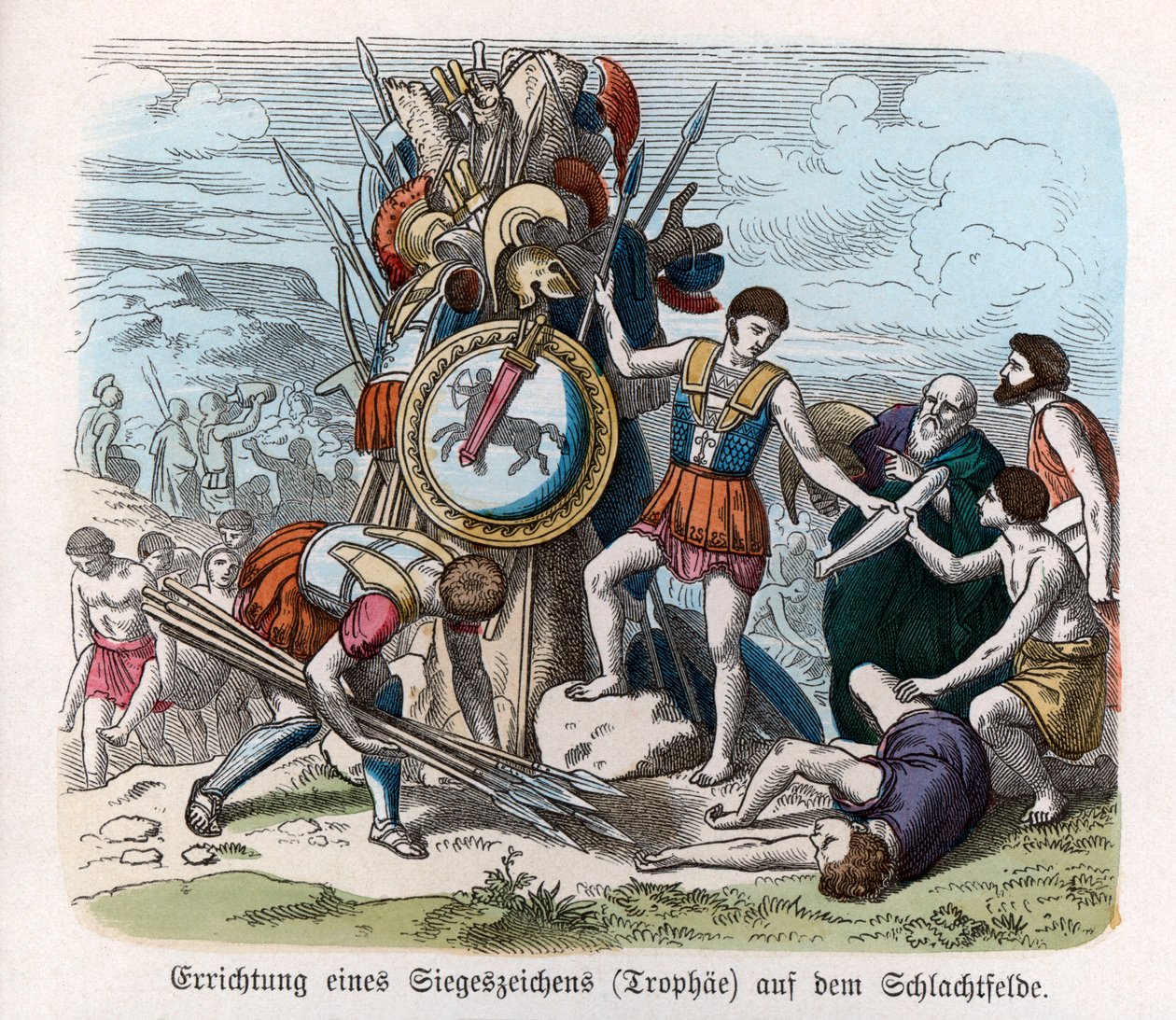 Muinaishistoria. Kreikka. Sotatrofeet ... (kaiverrus) tekijältä German School