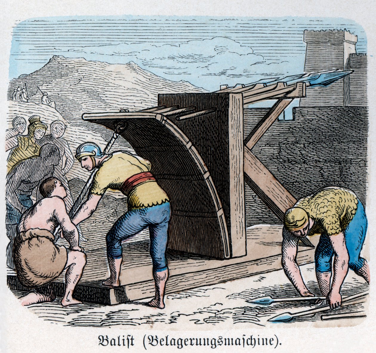 Muinaishistoria. Rooma. Sotakoneita, varsijousi ... (kaiverrus). tekijältä German School