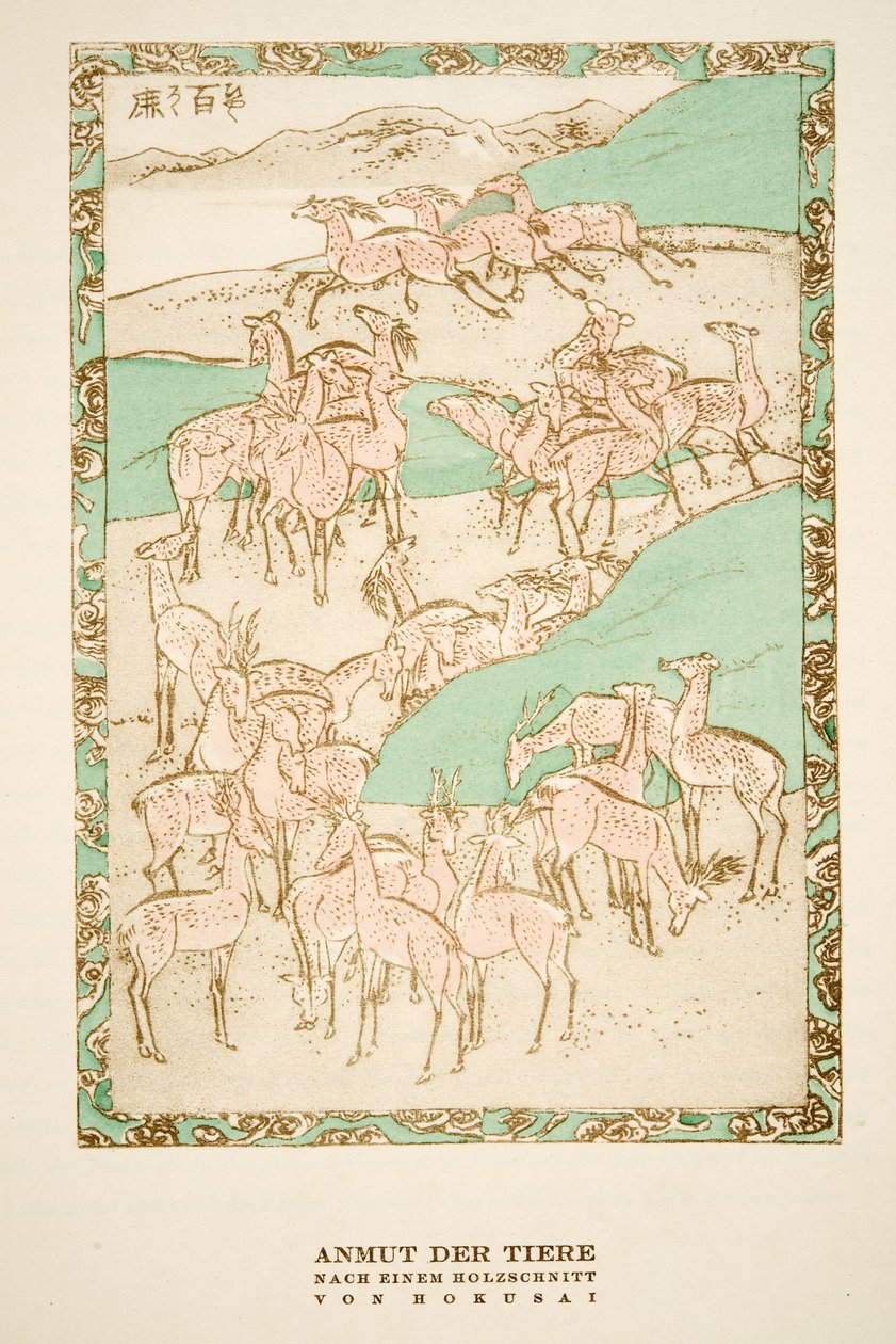 "Anmut der Tiere" Hokusain puupiirroksen mukaan, Styl, pub.1922 (pokuorokuva) tekijältä German School