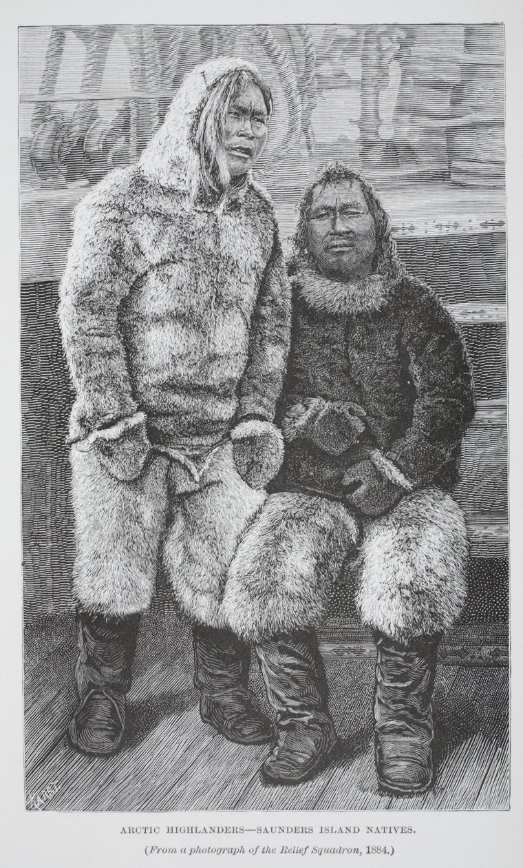 Arctic Highlanders - Saunders Island Natives, pubi. Lontoo 1886 (kaiverrus) tekijältä German School