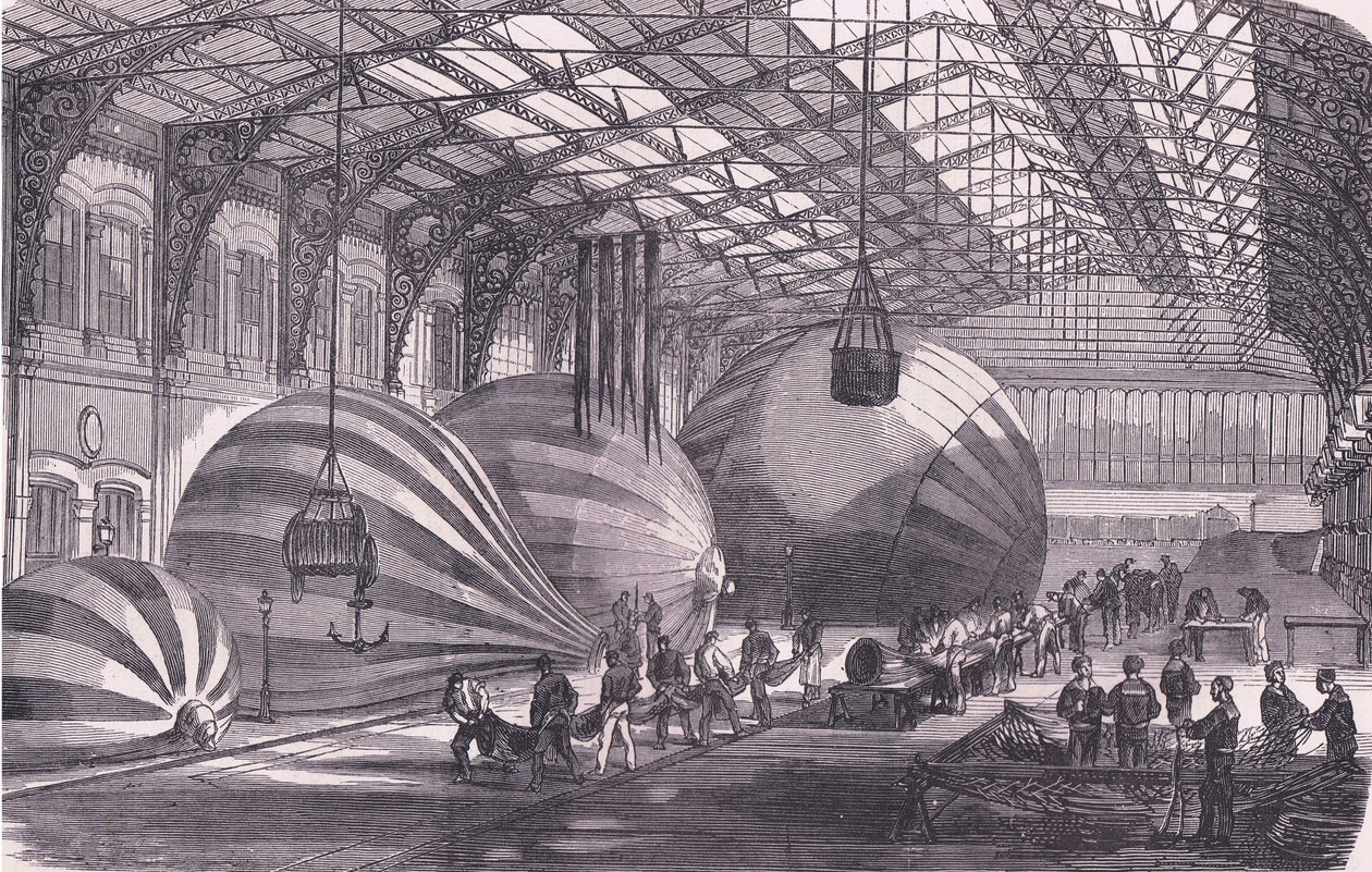 Ilmapallomanufactory, Cassells, Ranskan ja Saksan välisen sodan historia, julkaisija Cassell and Company Limited, n. 1890 (litho) tekijältä German School