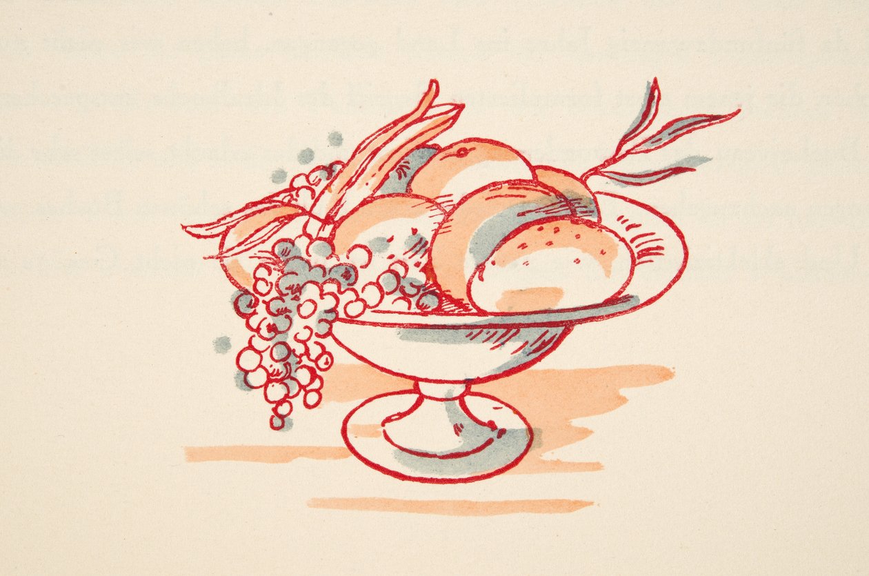 Bowl of Fruit, Styl, pub.1922 (pochoir print) tekijältä German School