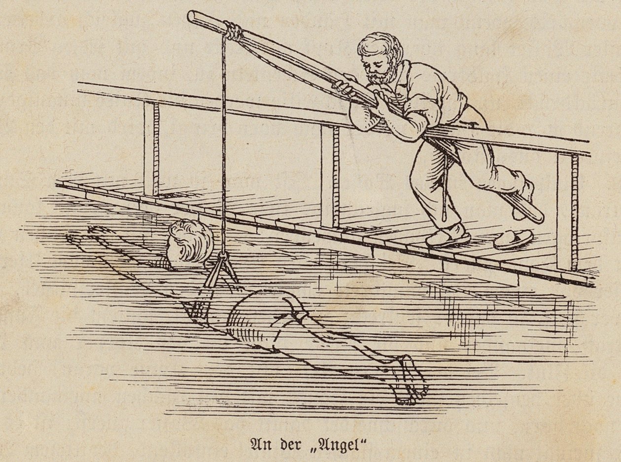 Poika oppii uimaan (kaiverrus) tekijältä German School