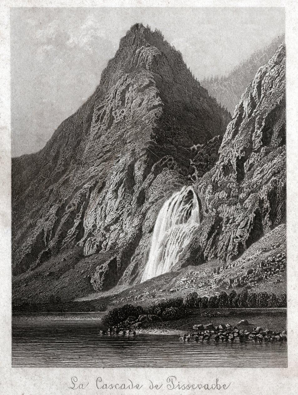 Cascade de Pissevache. (kaiverrus, noin 1830) tekijältä German School