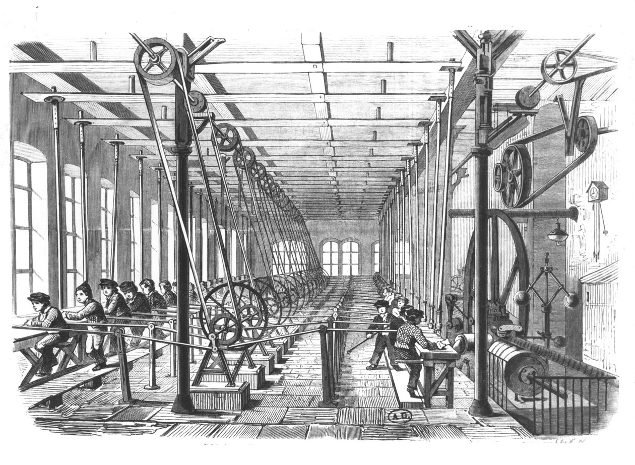 Lapsityöntekijöitä paperitehtaalla Aschaffenburgissa, Saksassa, 1858 tekijältä German School