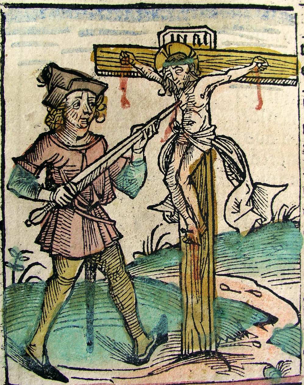 Kristus ristiinnaulittu, julkaistu Nürnberg Chroniclessa, 1493 tekijältä German School